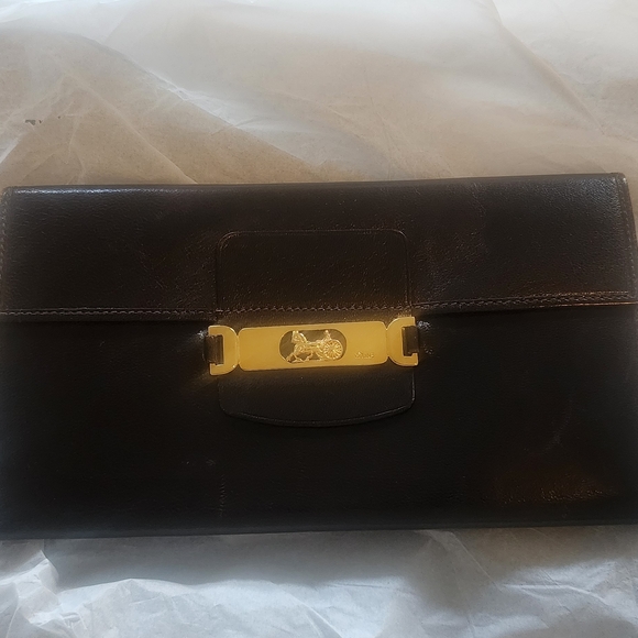 Celine Vintage Calfskin Leather Brown and Gold Wallet with Sleek Design - Picture 1 of 12